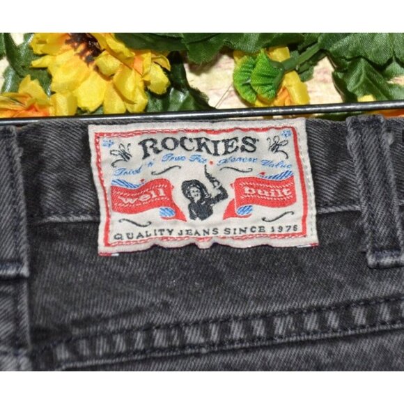 Vintage Rockies Slim Ladies Black Denim Straight Leg Jeans Size 28/7 Long Retro - Picture 7 of 10